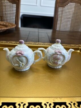Vintage porcelain precious moments salt and pepper shakers teapots